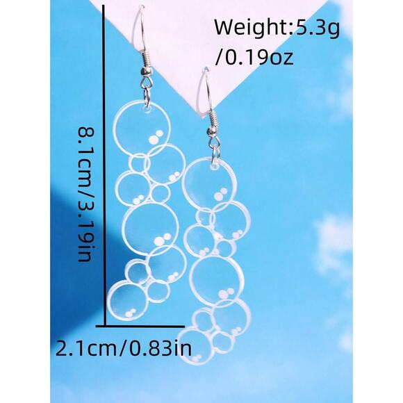 Unique, Fun, Cute, Quirky Dangling Acrylic Bubbles Earrings - Picture 5 of 5
